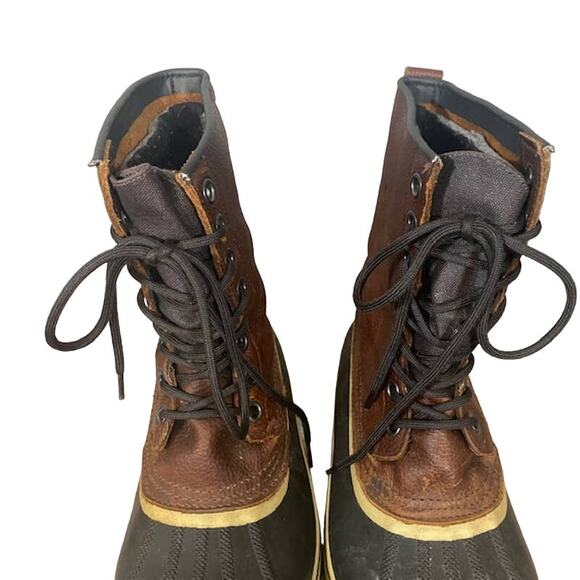 Sorel Brown Leather Lace Up Waterproof Winter Snow Rain Boots Men Sz 11 - Picture 6 of 15